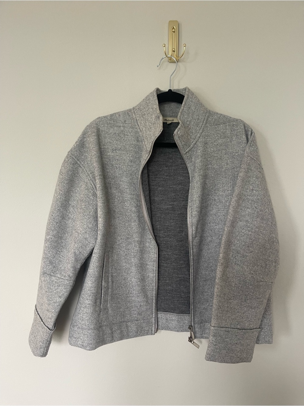 Madewell Light Gray Mockneck Knit Jacket